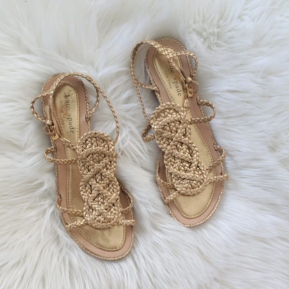kate spade Shoes - Kate Spade Gold Braided Leather Sandals 6